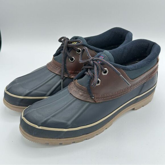 Vintage SPORTO Women's Sz 8 Duck Shoes/Boots Navy/Tan W/ Thermolite Insulation - Picture 1 of 9